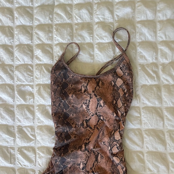 PQ Swim Brown and Black One Piece Swimsuit with Snakeskin Print - Picture 3 of 8